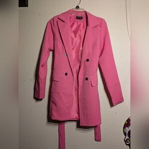 PrettyLittleThing Pink Blazer Belted Tailored Size 6